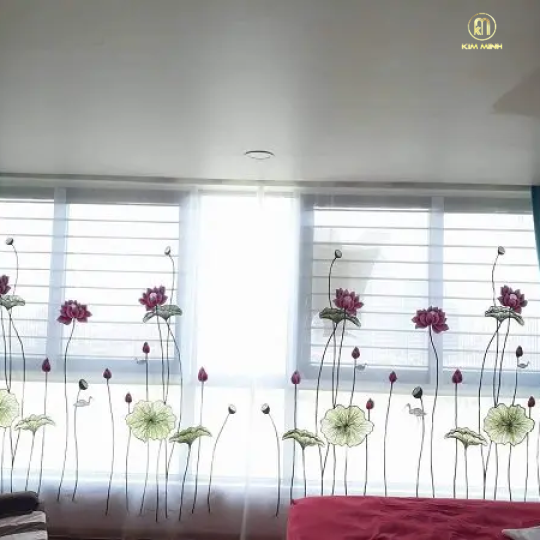 Rèm Vải Thêu Hoa Sen HS-46