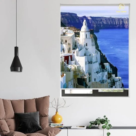 Rèm Cuốn In Tranh Biển Và Thành Phố HC-58