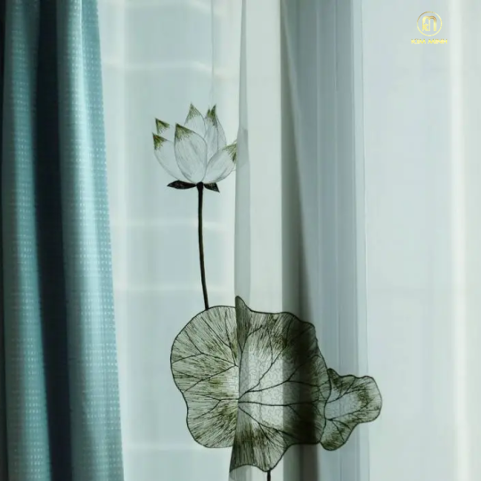 Rèm Vải Thêu Hoa Sen HS-52