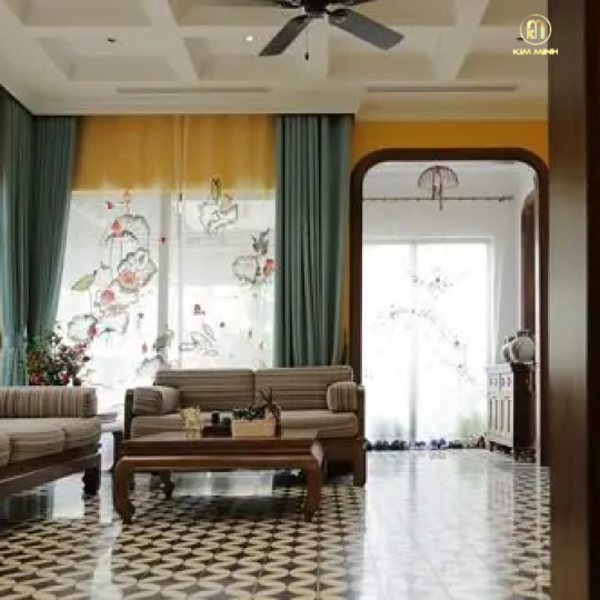 Rèm Vải Thêu Hoa Sen HS-45