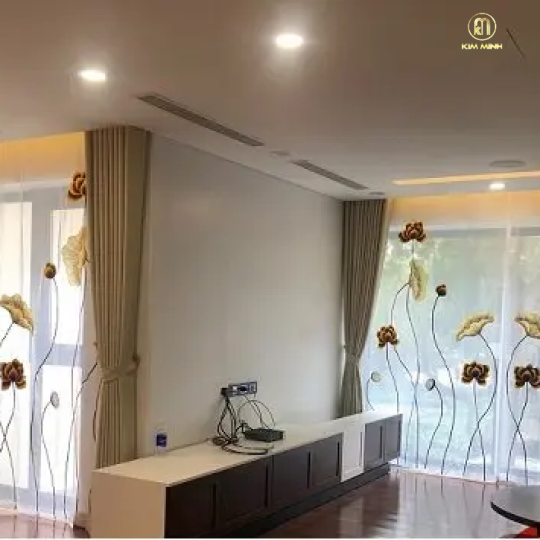 Rèm Vải Thêu Hoa Sen HS-47